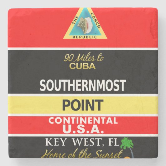 Südlichste Punkt-Boje Key West Steinuntersetzer (Vorderseite)