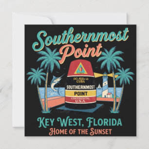 Südlichster Punkt Key West Retro Tropisches Flair Dankeskarte