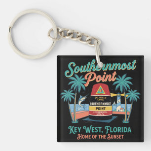 Südlichster Punkt Key West Retro Tropisches Flair Schlüsselanhänger