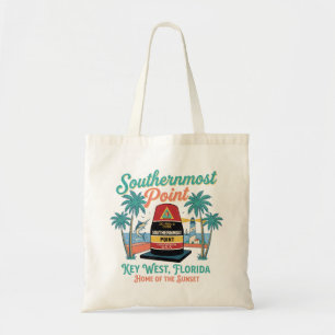 Südlichster Punkt Key West Retro-Tropisches Flair Tragetasche