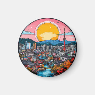 Südliv lebendige städtische Skyline Magnet