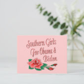 Südmädchen für Obama Biden Postkarte (Stehend Vorderseite)