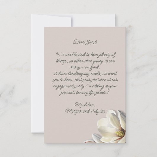 Südmagnolien Hochzeitsstimmung wünscht gute Nachri Mitteilungskarte (Vorderseite)