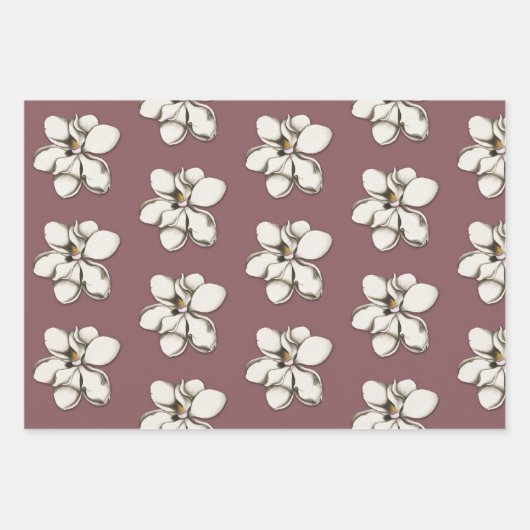Südmagnolische Blume Gemustert Geschenkpapier Set (Vorderseite 3)