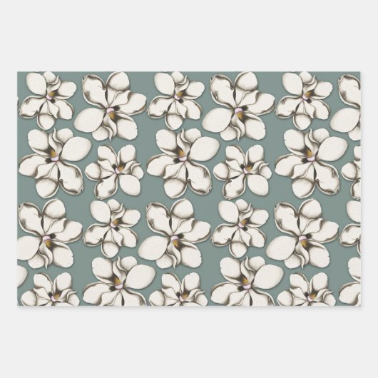 Südmagnolische Blume Gemustert Geschenkpapier Set (Vorderseite 2)