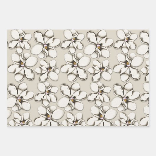 SüdMagnolische Blume Gemusterter Jeden Anlaß Geschenkpapier Set (Vorderseite 2)