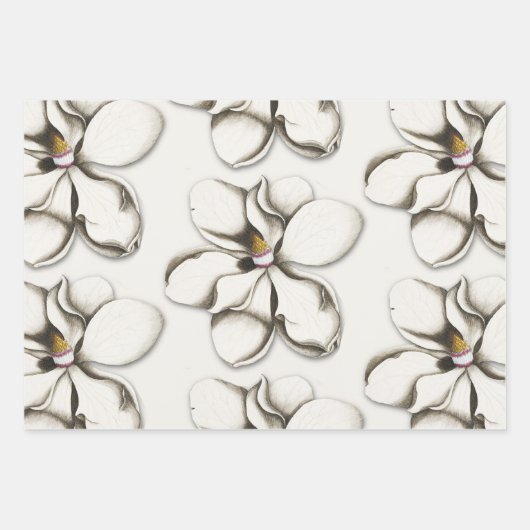 SüdMagnolische Blume Gemusterter Jeden Anlaß Geschenkpapier Set (Vorderseite)