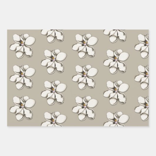 SüdMagnolische Blume Gemusterter Jeden Anlaß Geschenkpapier Set (Vorderseite 3)