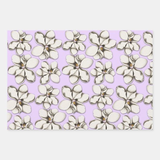 SüdMagnolische Blume Gemustertes Wrapping Paper Geschenkpapier Set (Vorderseite 2)