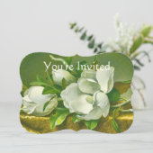 Südmagnolische Blume Hochzeit Einladung (Stehend Vorderseite)