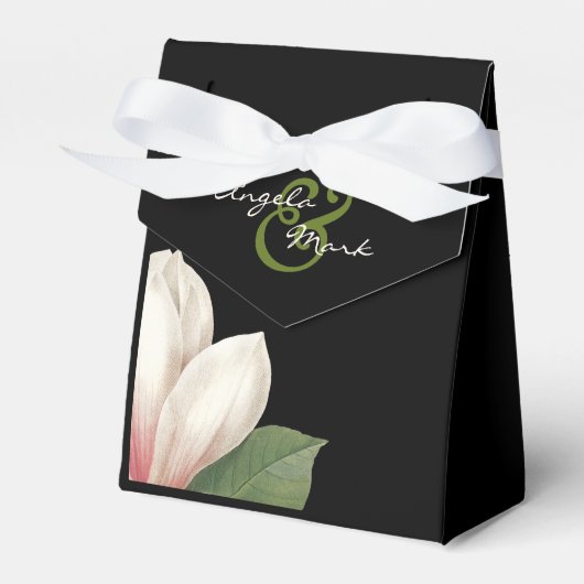 Südmagnolische Blume Hochzeit | Elegant Black Geschenkschachtel (Vorderseite)