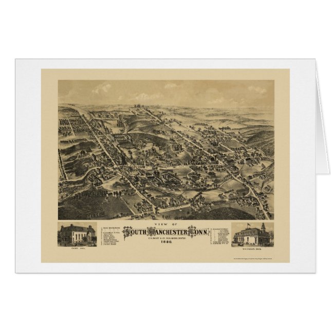 Südmanchester, panoramische Karte CT - 1880 (Vorderseite (Horizontal))