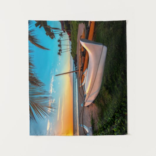 Südmaui-Strand an Sonnenuntergang | Maui, Hawaii Wandteppich (Vorderseite)