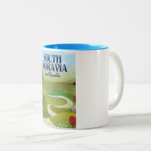 Südmoravia Tschechische Republik Reiseplakat Zweifarbige Tasse (VorderseiteRechts)