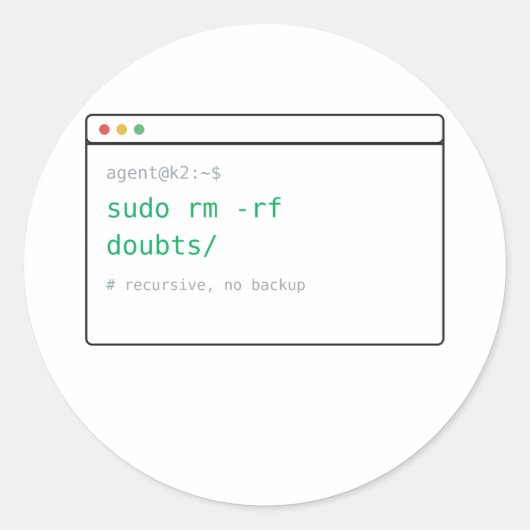 sudo rm -rf doubts/ - Dev Sticker Geschenk (Vorderseite)