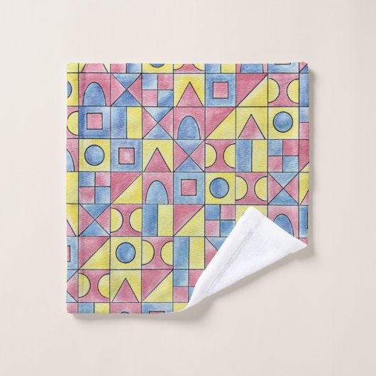Sudoku 1-Modern Bauhaus Geometrisches Muster Badhandtuch Set (Waschlappen)