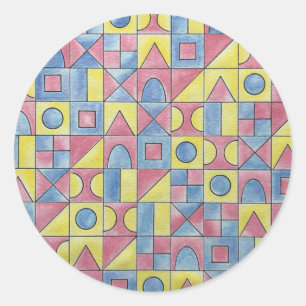 Sudoku 1-Modern Minimalistische Bauhaus Geometrisc Runder Aufkleber