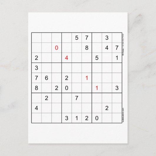 Sudoku Birthday Card 04-11 Feiertagspostkarte (Vorderseite)