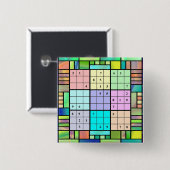 Sudoku Buntglas-Entwurf Button (Vorne & Hinten)