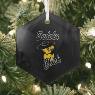 Sudoku Chick #4 Ornament Aus Glas