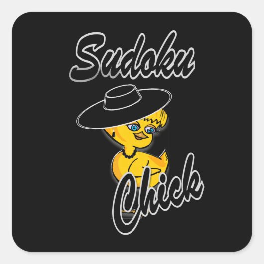 Sudoku Chick #4 Quadratischer Aufkleber (Vorderseite)