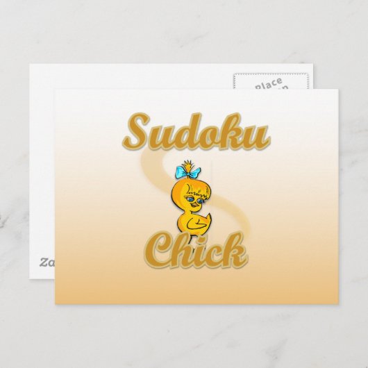 Sudoku Chick Postkarte (Vorne/Hinten)