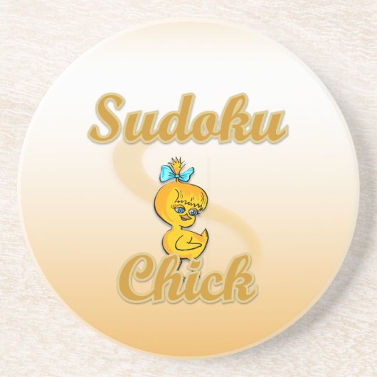 Sudoku Chick Sandstein Untersetzer (Vorne)