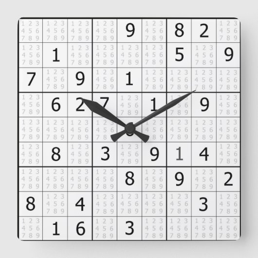 Sudoku Clock Quadratische Wanduhr (Vorderseite)