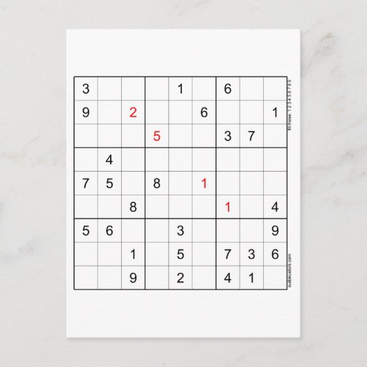 Sudoku Geburtstagskarte 25-11 Feiertagspostkarte (Vorderseite)