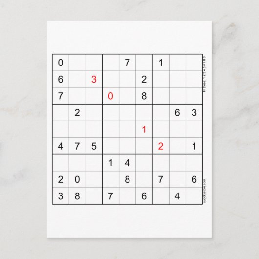 Sudoku Geburtstagskarte 30-12 Feiertagspostkarte (Vorderseite)
