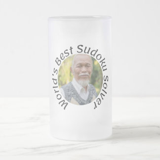Sudoku-Geschenk für ihn: Sein Foto, Sein Titel | Mattglas Bierglas