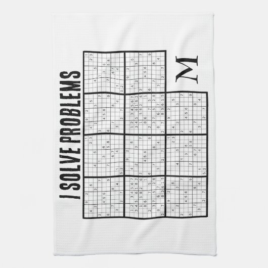 SUDOKU I Löst Probleme Monogramm Geschirrtuch (Vertikal)