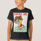 Sudoku Mädchen-Brown-Haar T-Shirt (Vorderseite)