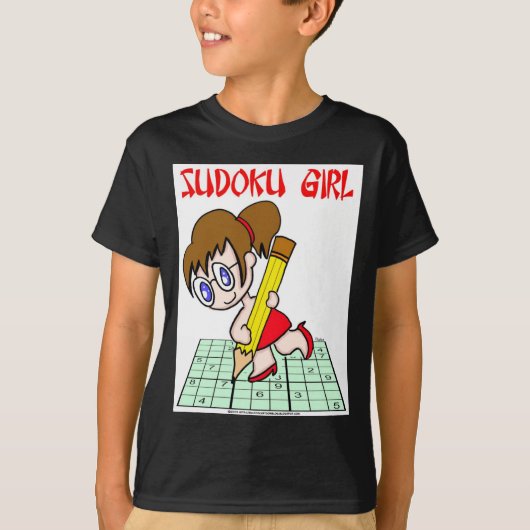 Sudoku Mädchen-Brown-Haar T-Shirt (Vorderseite)