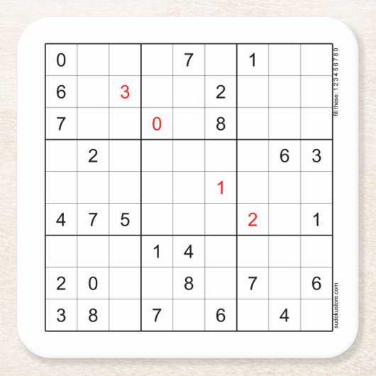 Sudoku Paper Untersetzer 30-12 (Vorderseite)