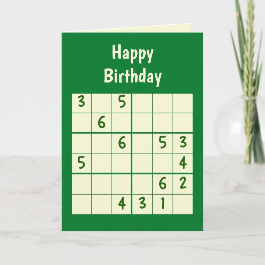 Sudoku Puzzle 6x6 Geburtstag Karte (Vorderseite)