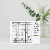 Sudoku Puzzle Cards Postkarte (Stehend Vorderseite)