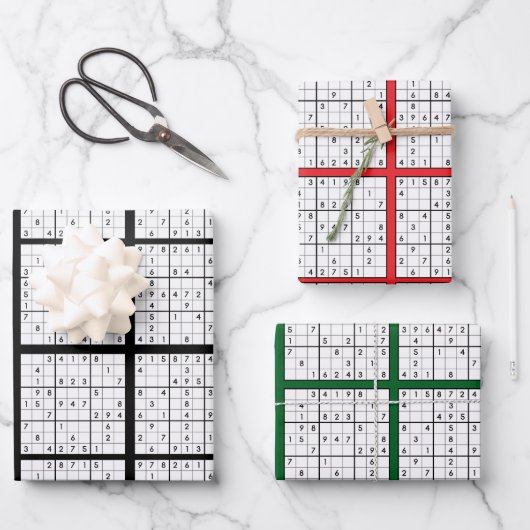Sudoku Puzzle Design Wrapping Paper Geschenkpapier Set (Vorderseite)