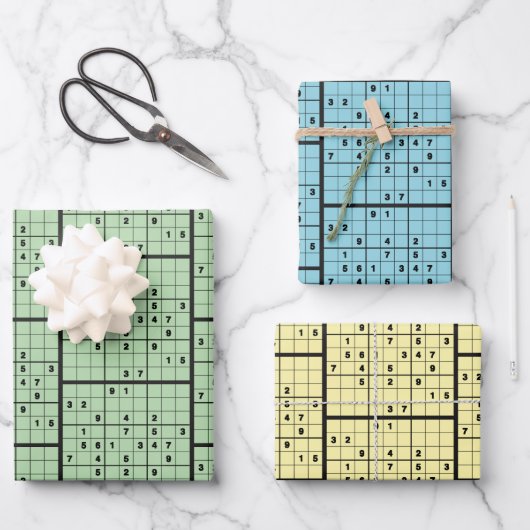 Sudoku Puzzle Design Wrapping Paper Geschenkpapier Set (Vorderseite)