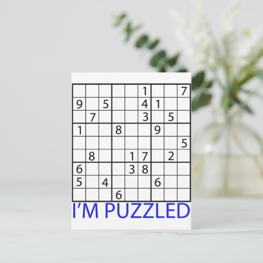 Sudoku Puzzle Postkarte (Stehend Vorderseite)