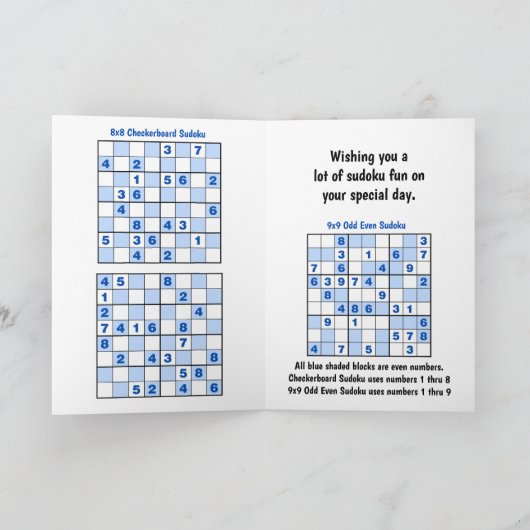 Sudoku Puzzles Geburtstagkarte Karte (Innenseite)