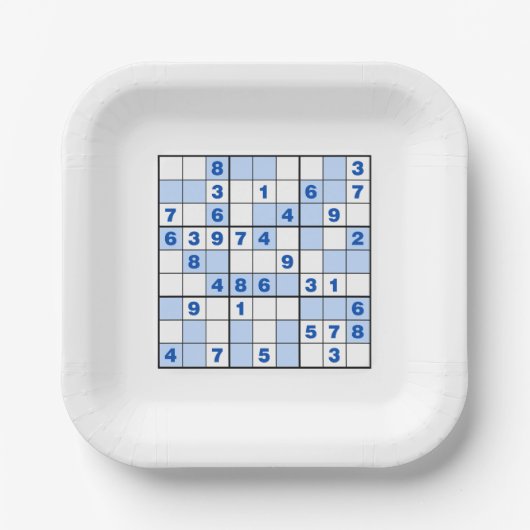 Sudoku Puzzles Pappteller (Vorderseite)