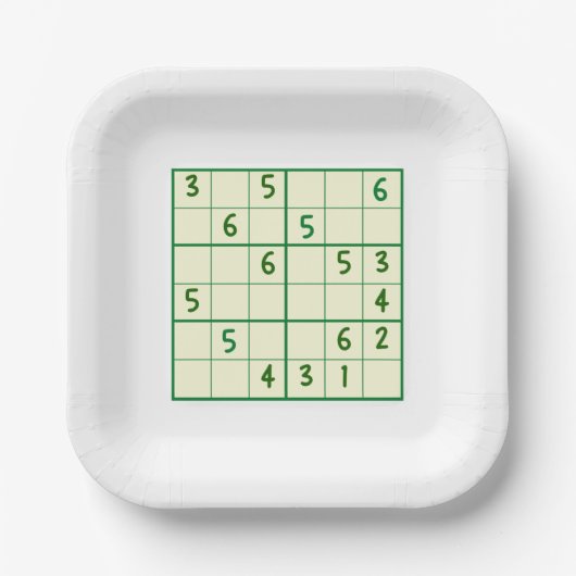 Sudoku Puzzles Pappteller (Vorderseite)