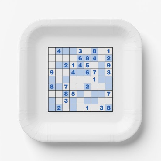 Sudoku Puzzles Pappteller (Vorderseite)