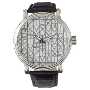 Sudoku Two-Schwarz-Weiß Moderne Geometrie Armbanduhr