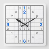 Sudoku Uhr mit herunterladbarem Puzzle (blau) (Vorderseite)