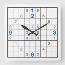 Sudoku Uhr mit herunterladbarem Puzzle (blau)