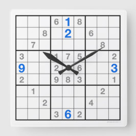 Sudoku Uhr mit herunterladbarem Puzzle (blau)