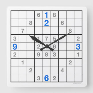 Sudoku Uhr mit herunterladbarem Puzzle (blau)
