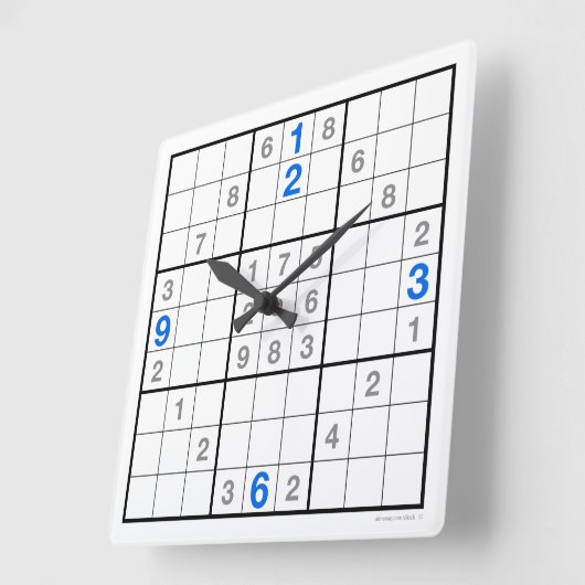 Sudoku Uhr mit herunterladbarem Puzzle (blau) (Winkel)